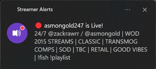 Notification popup screenshot