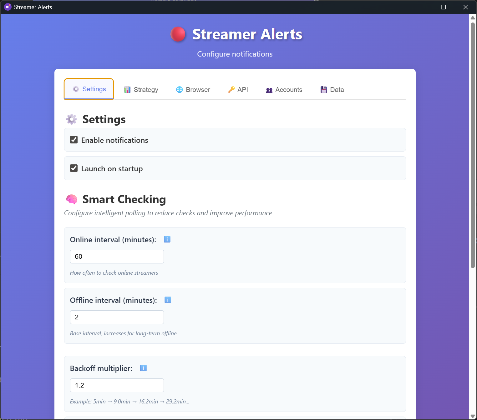 Settings panel screenshot